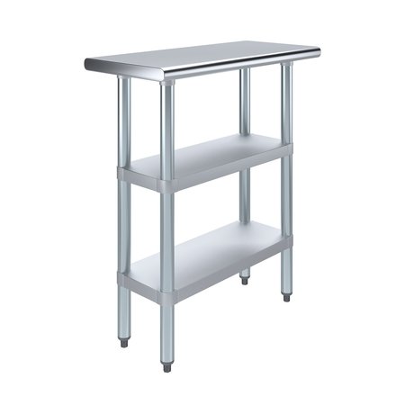 AMGOOD 14x30 Prep Table with Stainless Steel Top and 2 Shelves AMG WT-1430-2SH